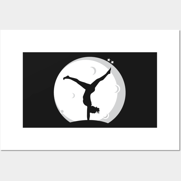 Handstand Gymnastics Moonlight Silhouette For Gymnasts Wall Art by markz66